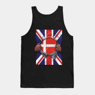 Denmark Flag Great Britain Flag Ripped - Gift for Danish From Denmark Tank Top